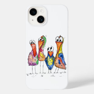 Vier kleurrijke whimsical-vogels Case-Mate iPhone 14 hoesje