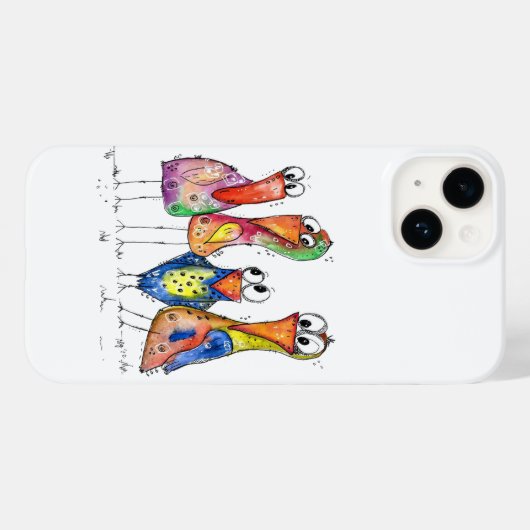 Vier kleurrijke whimsical-vogels Case-Mate iPhone case (Achterkant (horizontaal))