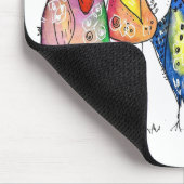 Vier kleurrijke whimsical-vogels muismat (Hoek)