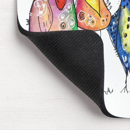 Vier kleurrijke whimsical-vogels muismat (Hoek)