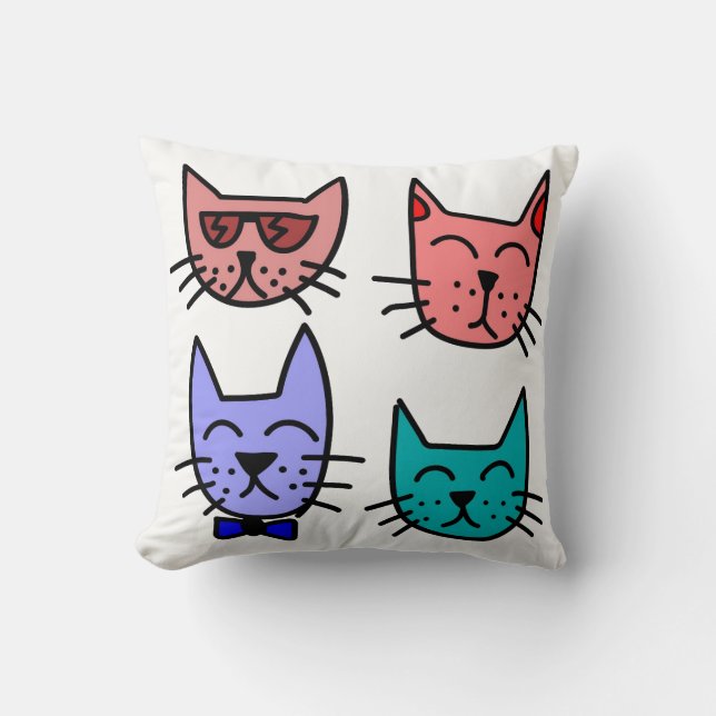 Vier Koele Katten Kussen (Voorkant)
