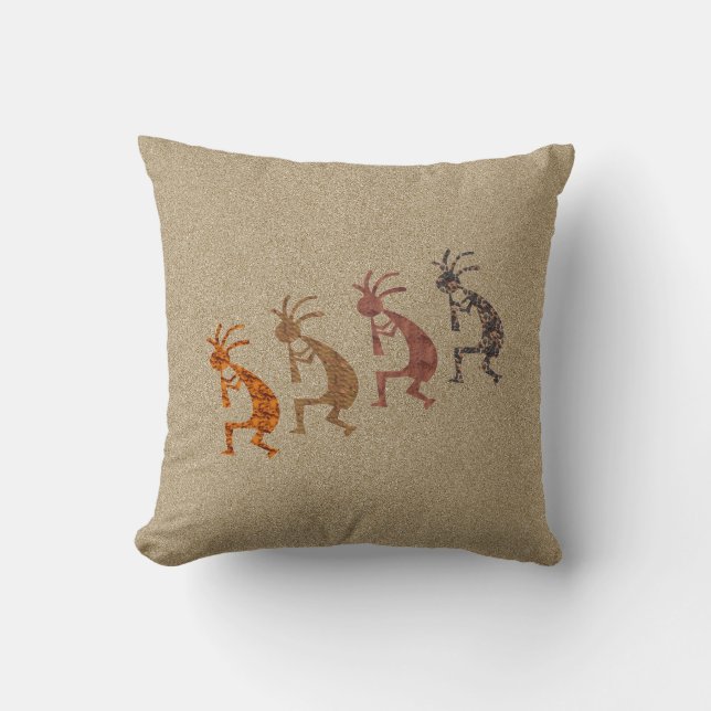 Vier Kokopelli Kussen (Voorkant)