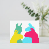 Vier lama's in vier Llama-kleuren - een oude grafi Briefkaart (Staand voorkant)