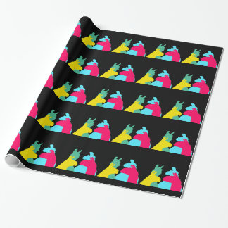 Vier lama's in vier Llama-kleuren - een oude grafi Cadeaupapier