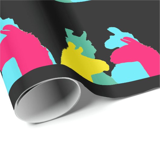 Vier lama's in vier Llama-kleuren - een oude grafi Cadeaupapier (Rol Hoek)