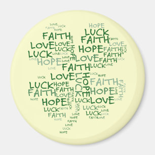 Vier Leaf Clover betekenend: Hoop, Faith, Love, Lu Magneet