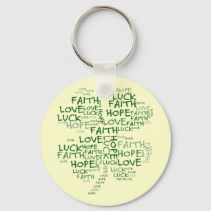 Vier Leaf Clover betekenend: Hoop, Faith, Love, Lu Sleutelhanger