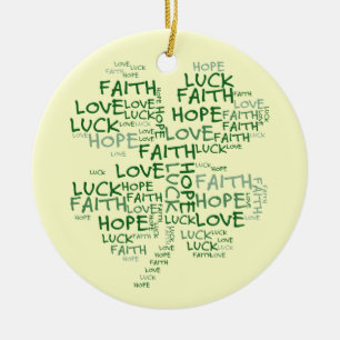 Vier Leaf Clover Betekenis: Hoop, Faith, Love, Luc Keramisch Ornament