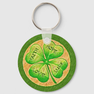 Vier Leaf Clover - Faith Hope Love Luck Sleutelhanger