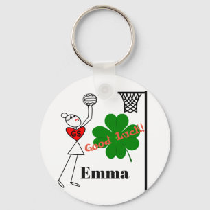 Vier Leaf Clover Good Luck Netball Sleutelhanger