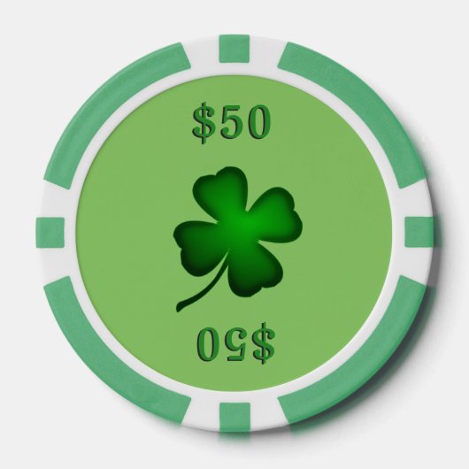 Vier Leaf Clover Green Pokerchips (Voorkant)