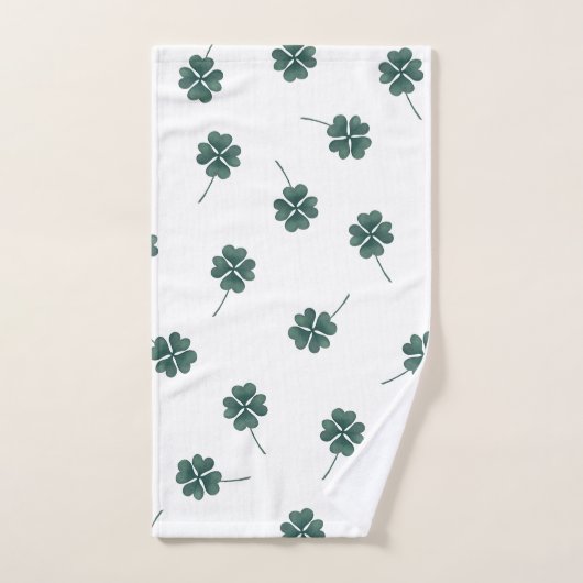 Vier Leaf Clover Green-Waterverf Bad Handdoek (Handdoek)