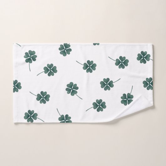 Vier Leaf Clover Green-Waterverf Bad Handdoek (Handdoek)