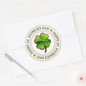 Vier Leaf Clover Happy St. Patrick's Day Ronde Sticker (Envelop)