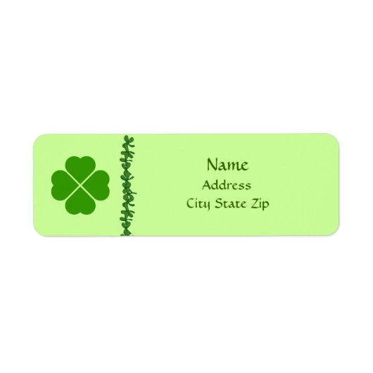 Vier Leaf Clover Ierse Adresetiketten Etiket (Voorkant)