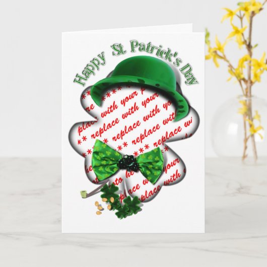Vier Leaf Clover-Lijst St Patrick's Day Kaart (Gele Bloem)