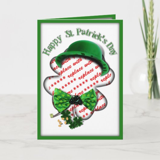 Vier Leaf Clover-Lijst St Patrick's Day Kaart (Voorkant)