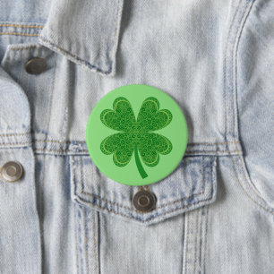 Vier Leaf Clover Lucky St. Patrick's Day Ronde Button 7,6 Cm