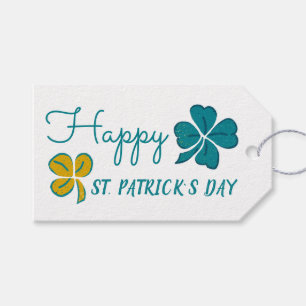 Vier Leaf Clover Shamrock Happy St. Patrick's Day Cadeaulabel