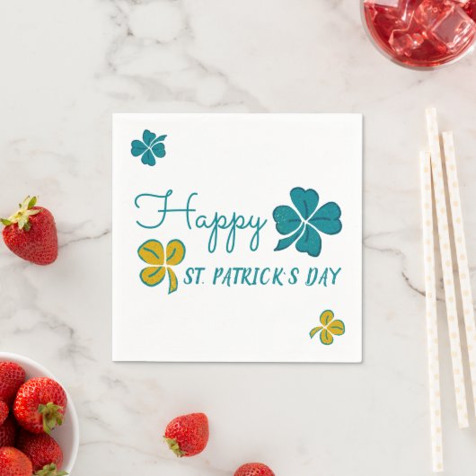 Vier Leaf Clover Shamrock Happy St. Patrick's Day Servet (Insitu)