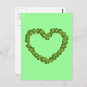 Vier Leaf Clover Shamrock Heart Briefkaart (Voorkant / Achterkant)
