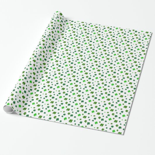 Vier Leaf Clover Shamrock Irish Gift Wrap Paper Cadeaupapier (Uitgerold)