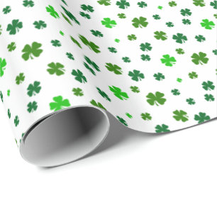 Vier Leaf Clover Shamrock Irish Gift Wrap Paper Cadeaupapier