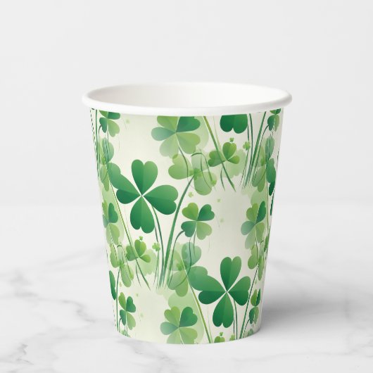 Vier Leaf Clover Shamrock St Patrick's Day Papieren Bekers (Achterkant)