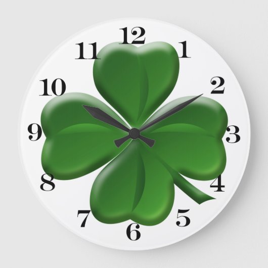 Vier Leaf Clover - St Patrick's Day Button Grote Klok (Voorkant)