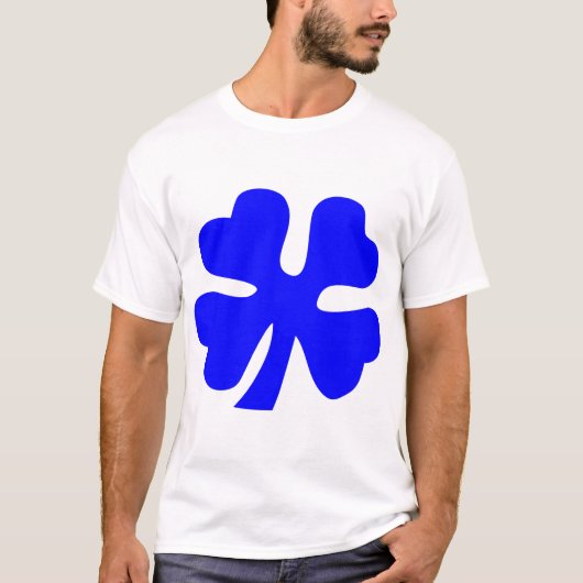 Vier lederen klaver - blauw t-shirt (Voorkant)