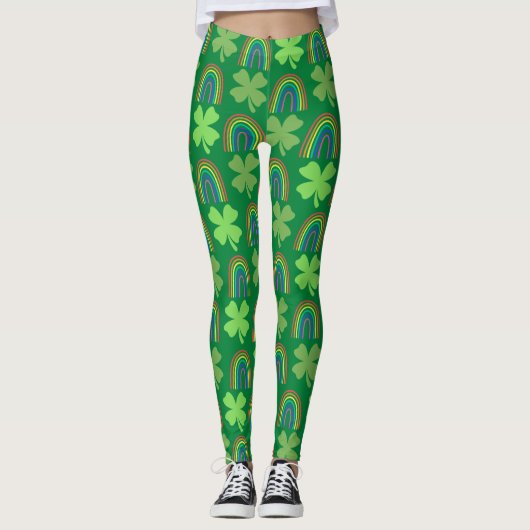 Vier lederen klaver met Rainbows Pattern Leggings (Voorkant)