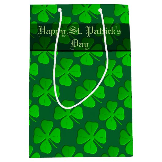 Vier lef Clover Pattern Gift Bag Medium Cadeauzakje (Voorkant)