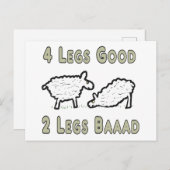 Vier Legs Good Funny Sheep Pun Briefkaart (Voorkant / Achterkant)
