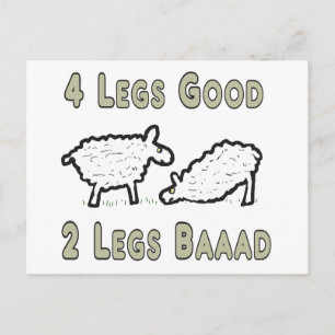 Vier Legs Good Funny Sheep Pun Briefkaart