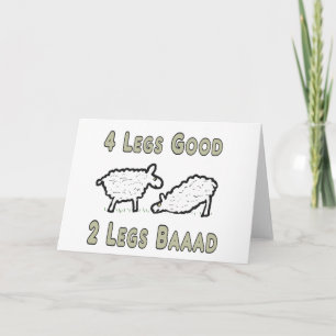 Vier Legs Good Funny Sheep Pun Kaart