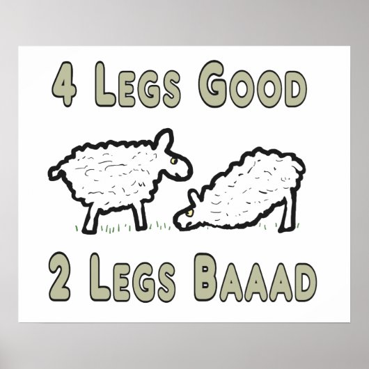 Vier Legs Good Funny Sheep Pun Poster (Voorkant)