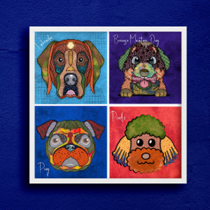 Vier lelijke honden hebben een uniek abstract post poster