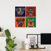 Vier lelijke honden hebben unieke abstracte kunst poster (Thuiskantoor)