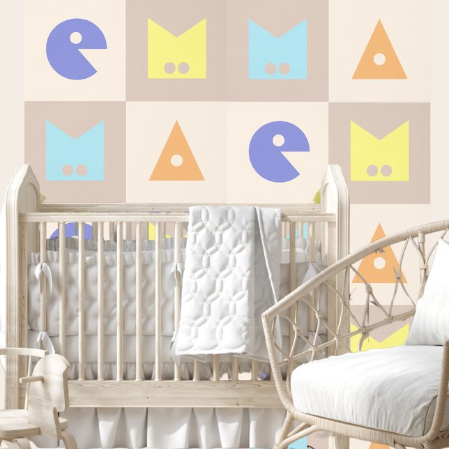 Vier letter baby naam kinderkamer decor wallpaper behang (Creator heeft geüpload)