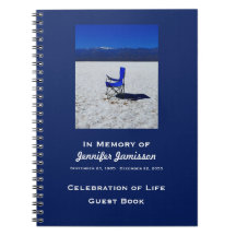 Vier Leven Gastboek Blauwe Stoel Witte Zand