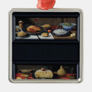 Vier levens van voedsel en fruit metalen ornament