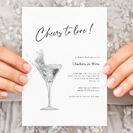 Vier liefde! Elegant wit Vrijgezellenfeest uitnodi Kaart