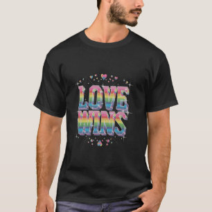 Vier Love Wins in Regenboogkleuren Pride Positief T-shirt