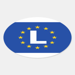 VIER Luxemburgse vlag "L" Europese Unie Ovale Sticker