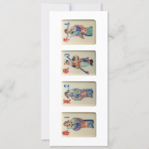 Vier Mahjong Season tiles (Warriors) - Uitnodiging