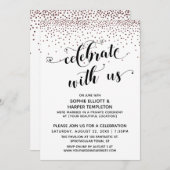 Vier mee Script Roze Gouden Confetti Kaart (Voorkant / Achterkant)