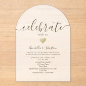 Vier met ons bruiloft receptie acryl uitnodigingen (Voorkant)