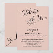 Vier met Ons Elegante Blush Ontvangst-Only Kaart (Voorkant / Achterkant)