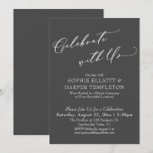Vier met ons Elegante donkergrijze receptie alleen Kaart (Voorkant / Achterkant)