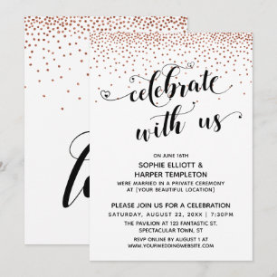 Vier met Ons Hartjes Script Koper Confetti Kaart
